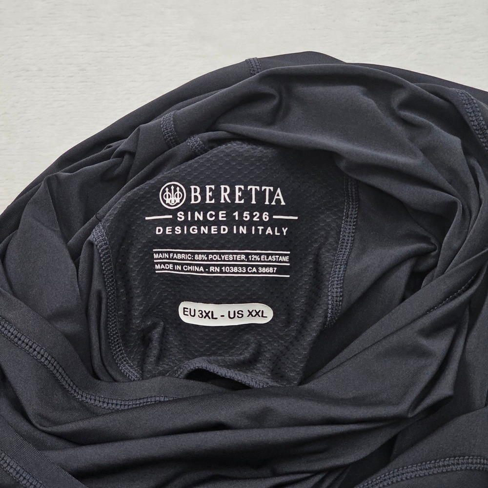 Beretta Performance Hoodie Mens XXL Black Green Sun Shirt Neck Gaiter Tactical - Picture 4 of 12